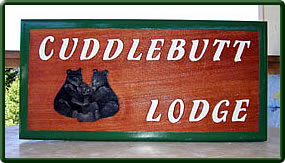 Cuttlebutt Lodge cedar Sign